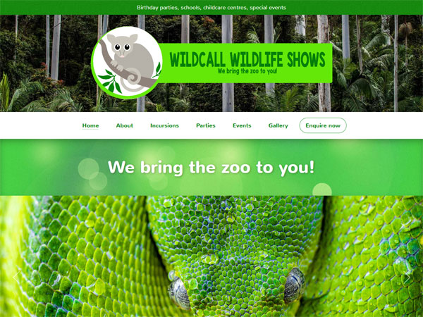 Wildcall Wildlife Shows - Design  · Content management system  · Gallery  · Mobile responsive  · Nimbo website builder