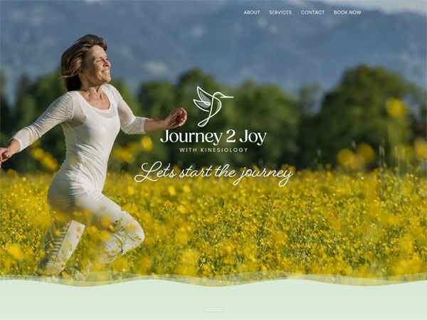 Journey 2 Joy - Design  · Simple brochure  · Content management system  · Mobile responsive  · Nimbo website builder
